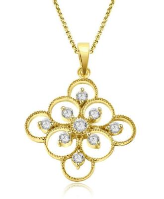 SI1 G 0.75 Ct Natural Diamond Fashion Pendant Necklace 14K Yellow Gold Appraisal