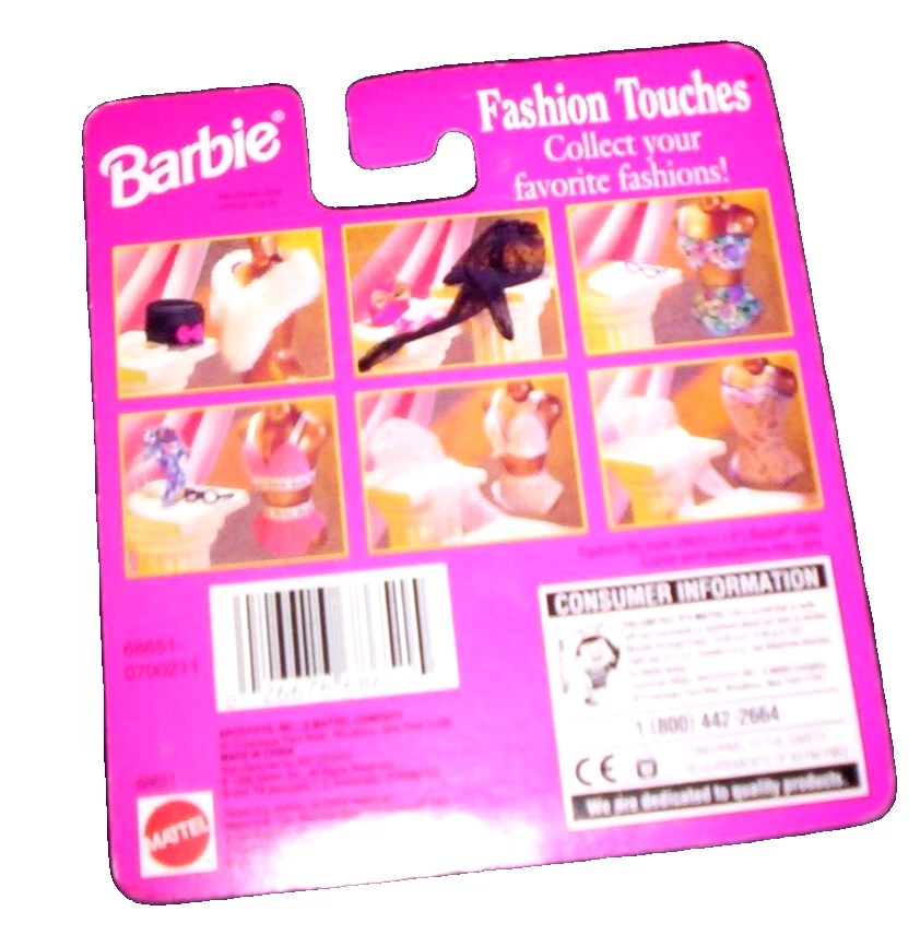 1998~BARBIE-FASHION TOUCH~PAK 3 TRAJE DE BAÑO ROSA-GAFAS DE SOL-BUFANDA SIN USAR, EN CAJA ORIGINAL Foto 2 de 2