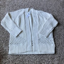 Abercrombie Fitch Women  s Ivory Cardigan Sweater Open Front Medium 80