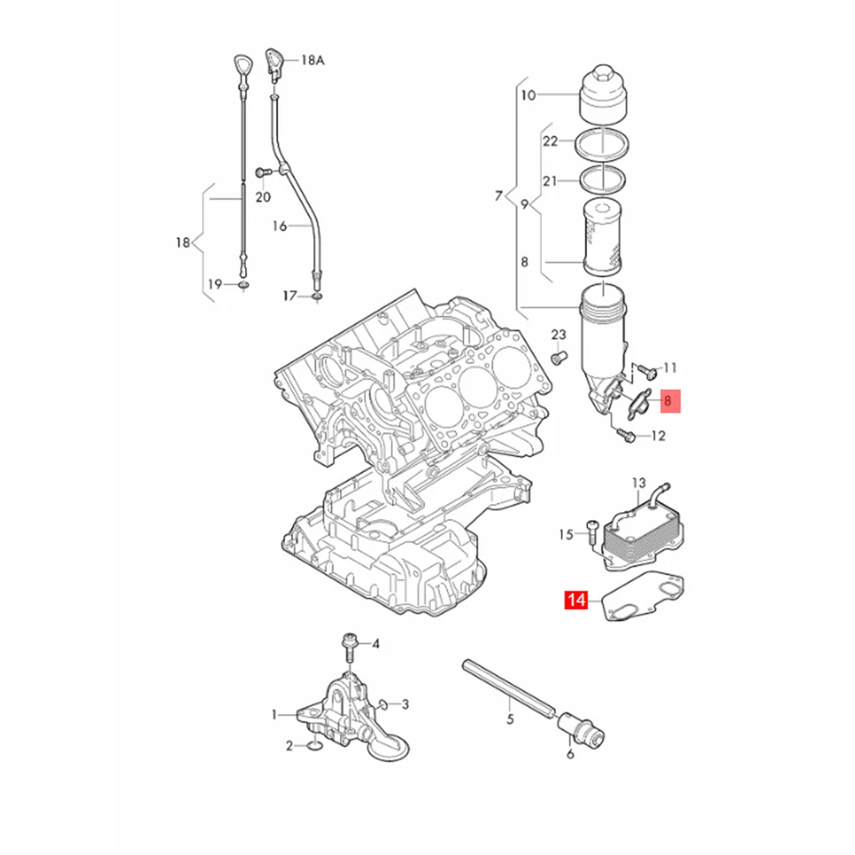 Hot Gas Engine Oil Cooler Gasket Kit for Audi A4 S4 A4 Quattro 3.0/3.2L 2006-16 - Image 3 of 4