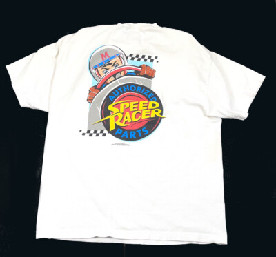 90s ヴィンテージ SPEED RACER Tシャツ リンガー VTG 90s Speed Racer T-Shirt Adult XL White Double Sided