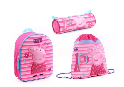 Peppa Wutz Schulstarter-Set ( Sac à Dos, Sac de Gym, Trousse) École Maternelle