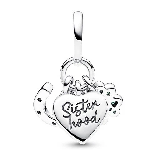 Vierblättriges Kleeblatt, Herz und Hufeisen Dreifacher PANDORA  Charm-Anhänger 7 - Bild 2 von 4