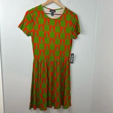 NEW ModCloth Ensemble Observation Knit Holiday Dress Trees Red Green Sz S