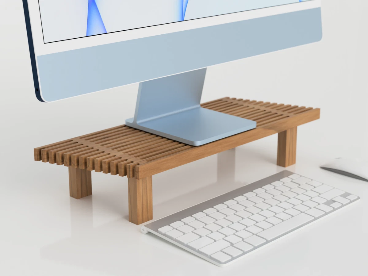 Wooden Monitor Stand Japanese Style Handmade Luxury Wood Monitor