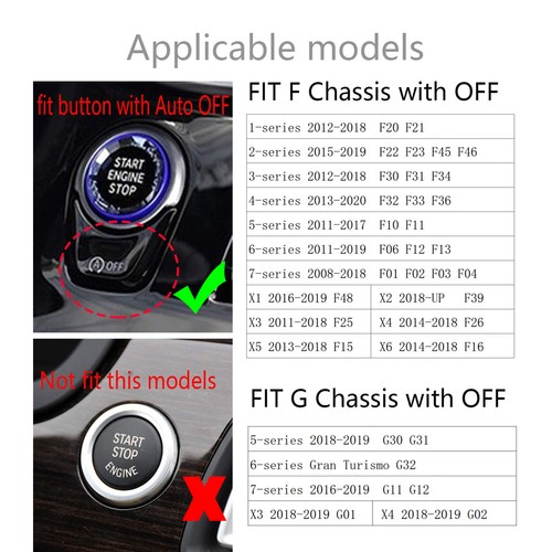 Crystal ENGINE START STOP Ignition Push Button Cover For BMW F/G Chassis F10 F30 - Bild 2 von 21