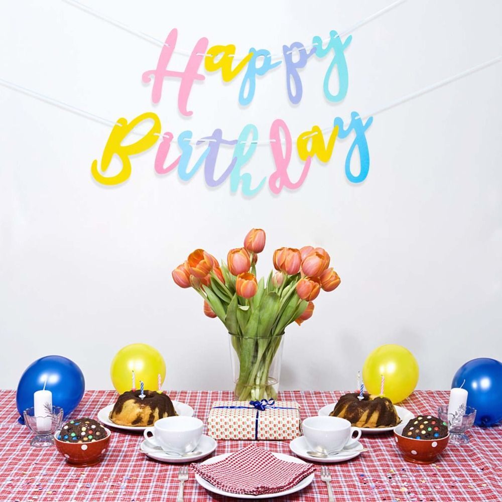 Festive Party Pull Flag Wall Hanging Letter Banner Birthday Party