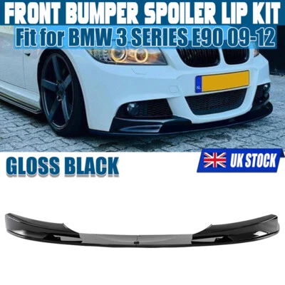 CARSOUL2019 Front Bumper Splitter Lip For BMW 3 Series E90 E91 M Sport 09-12 LCI Gloss Black