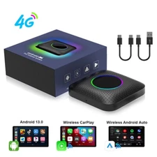 Android 13.0 Wireless CarPlay  Android Auto LED Box GPS Adapter 4GB+64GB YouTube