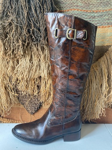 Born Womens F50316 Brown Leather Knee High Riding Boots Almond Toe Size 8 M - Picture 2 of 10
