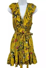 Anthropologie Maeve Dress Womens Extra Small XS Mini Floral Strawberry Faux Wrap