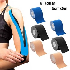 6 Rolls Kinesiology Tape KT Muscle Strain Injury Support Physio Sports 5cm x 5m 0.35 per metre