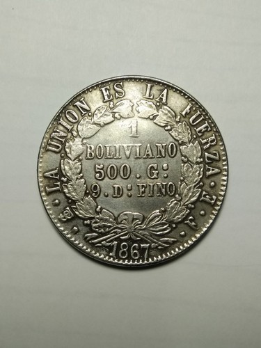 Coin 1 boliviano 1867 Bolivia - 第 4/4 張圖片