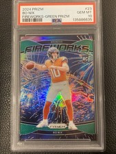 2024 PRIZM FIREWORKS GREEN WAVE BO NIX BRONCOS RC PSA 10