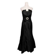 Jovani Black Taffetta Structured Strapless Gown Dress Size 8