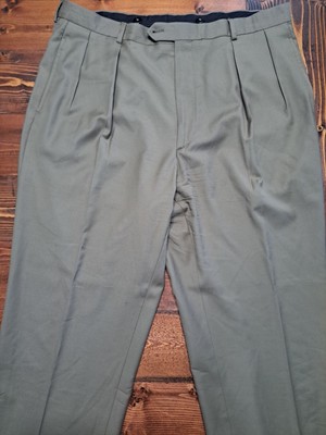 Harold Powell Trouser Pants Size 38 (36x31) 100%  Wool Pleated Cuffed 