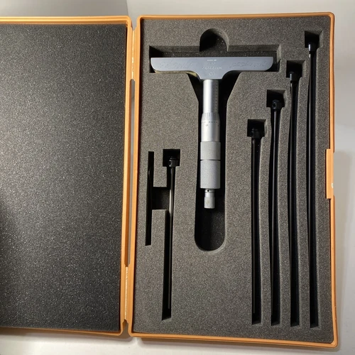 MITUTOYO DEPTH MICROMETER NO. 129-132 DMC 4-6"  0-6" 4" BASE WITH CASE