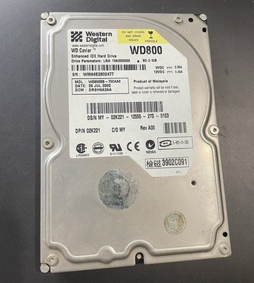 Western Digital WD800BB-75CAA0 80GB 3.5 ''IDE / PATA HD - Tested No Bad Sectors