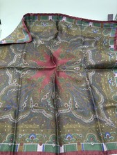 Etro Sciarpa Fazzoletto Quadrato Seta Paisley Uomo 17in Borgogna Verde Rosso Italia