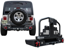 Black Steel Rear Bumper Wtire Carrierled Lights For 1997-2006 Jeep Wrangler Tj