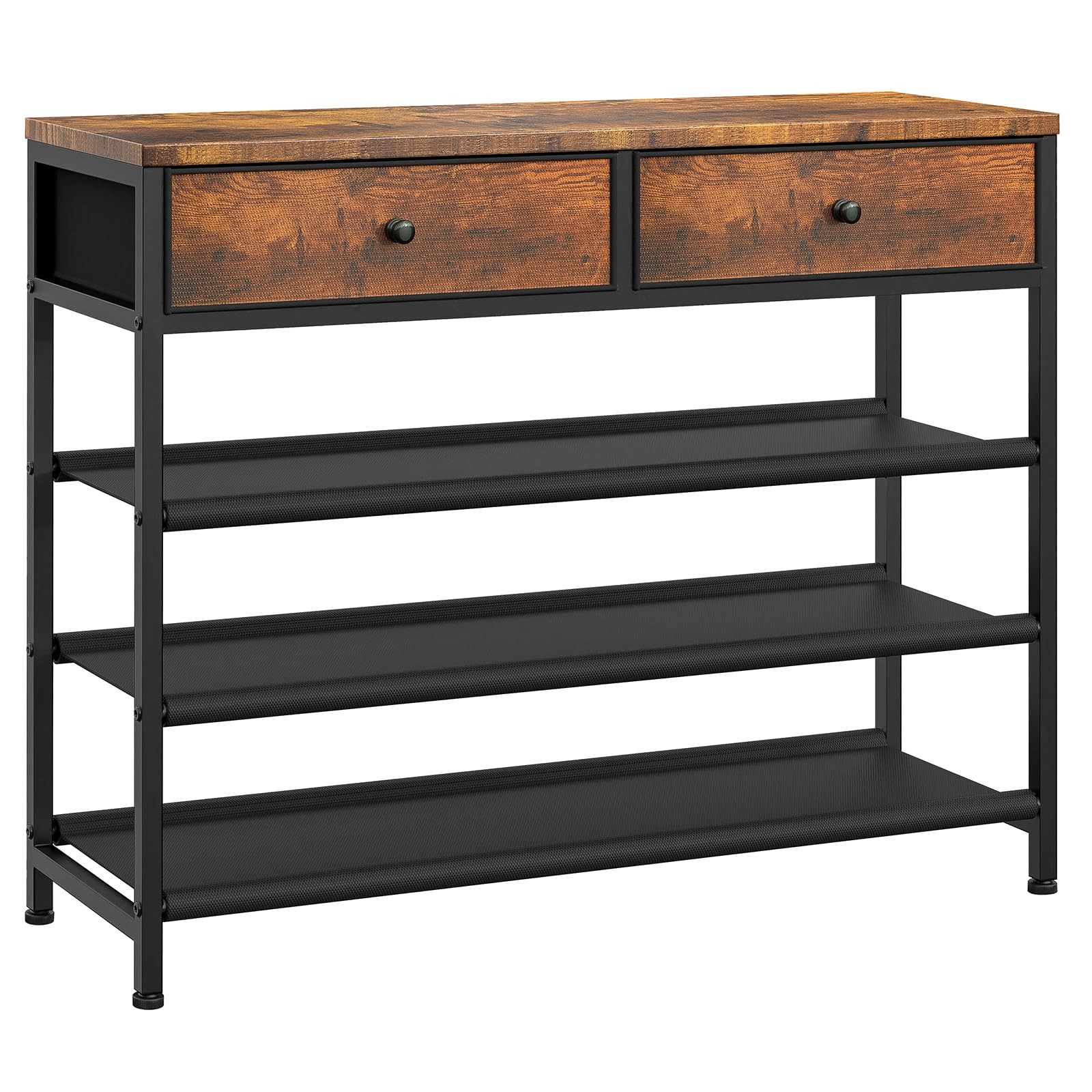 Shoe Rack, 4 Tier Shoe Storage Organizer with 2 Drawers, Metal Shoe Shelf for...