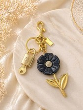 Authentic Louis Vuitton Gold Lock Unbranded Flower Keychain Bag Charm LV