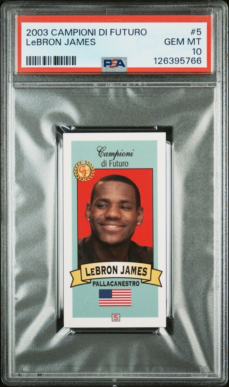2003 Lebron James Firenze Campioni Di Futuro #5 Red PSA 10
