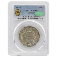 1936 Gettysburg Commemorative Half Dollar MS64 PCGS Green CAC Sticker