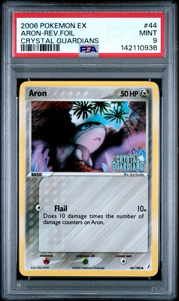2006 Pokemon EX Crystal Guardians #44 Aron Reverse Foil PSA 9 Card MINT NEW CERT