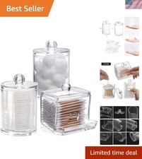 Bathroom Organizer Accessories Set-10 OZ,7 OZ Qtips Holder Storage with Clear Pl
