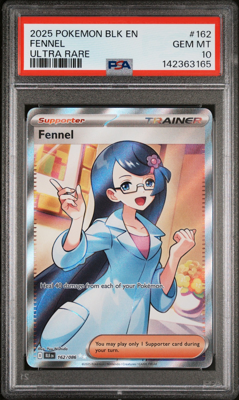 2025 POKEMON BLK EN-BLACK BOLT ULTRA RARE #162 FENNEL PSA 10