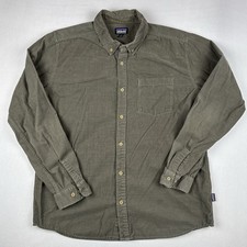 Patagonia Corduroy Button Up Shirt Mens L Olive Green Organic Cotton FA16