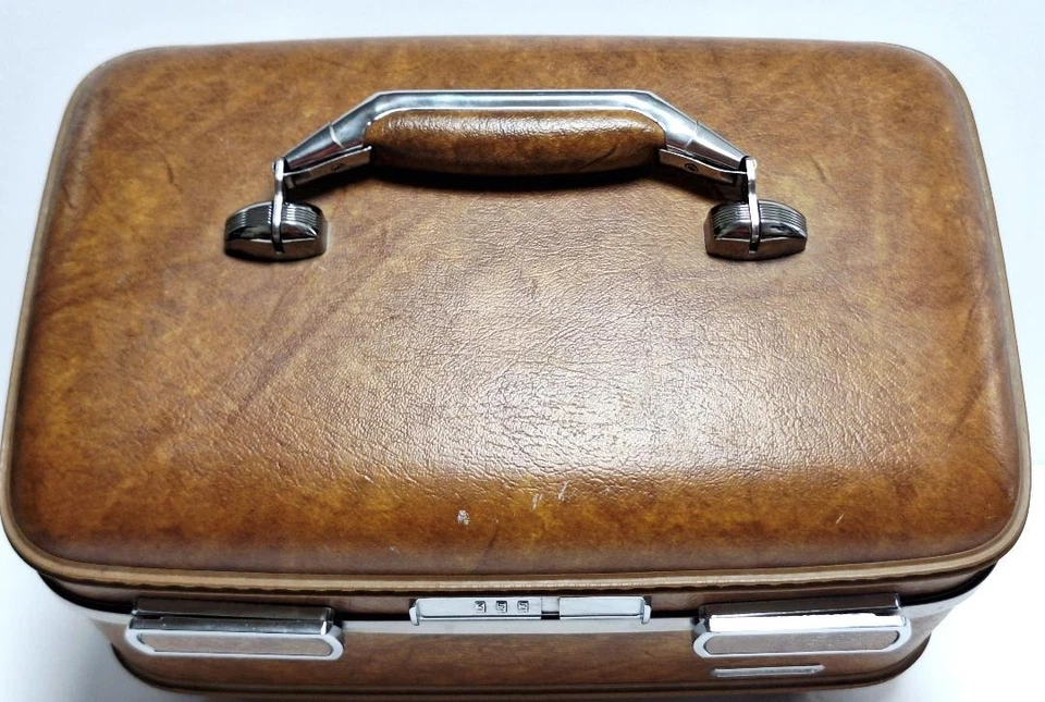 Bagagem vintage estojo rígido cosmético trem viagem acompanhante American Tourister - Imagem 3 de 4
