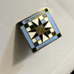 Masonic Square & Compass Lapel Pin Blue Black White Enamel Square Checkered Star