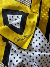 Carolina Herrera Signed Vintage  Square Scarf 35" Polka Dot Designer