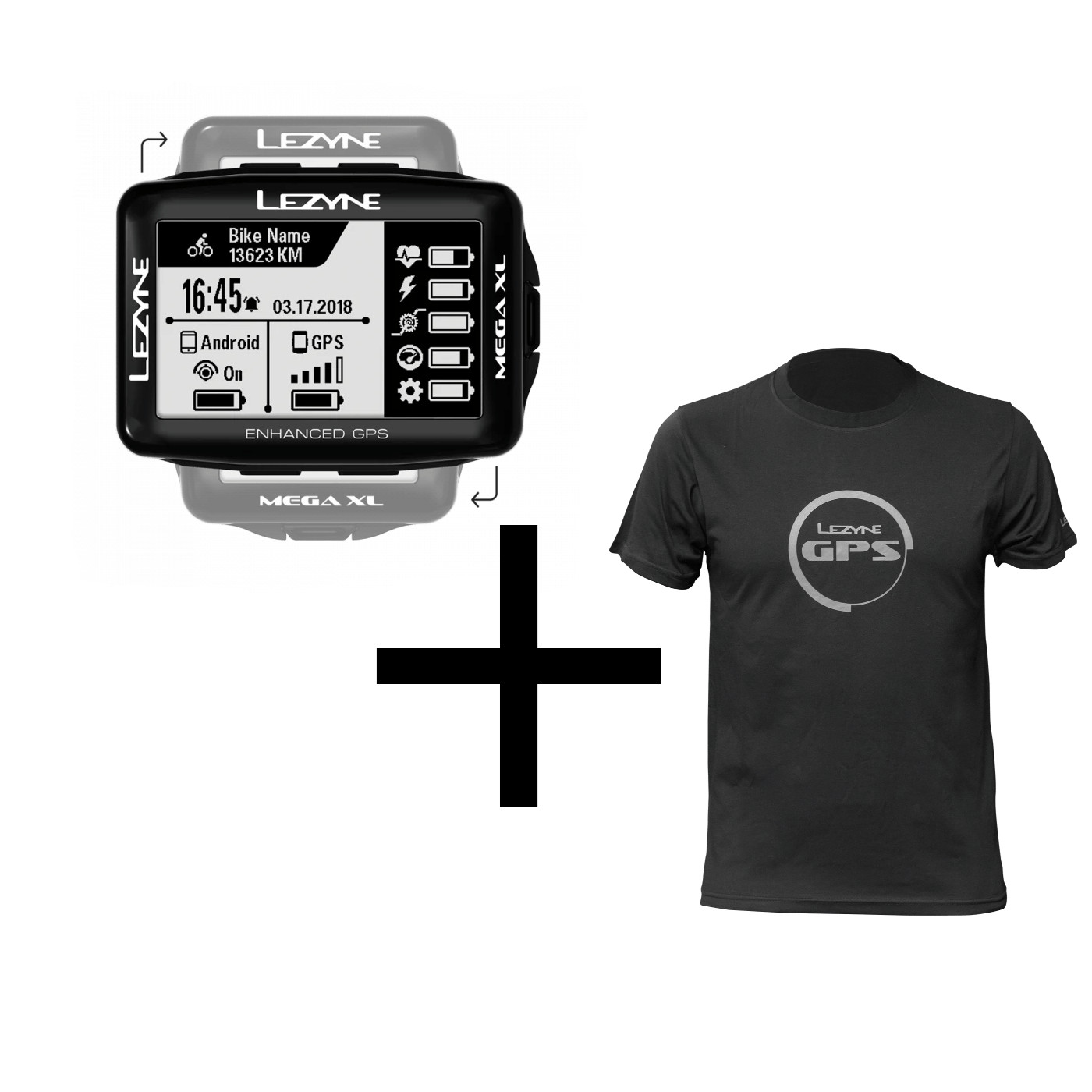 Lezyne Mega XL GPS   High-Performance Fahrradcomputer inkl. T-Shirt