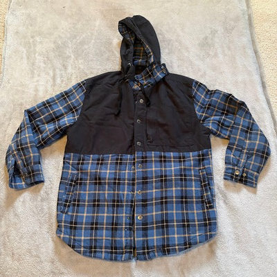 #ad #ad Craftsman Men#x27;s Jacket Insulated Removable Hood Size Medium Blue Plaid $27.99