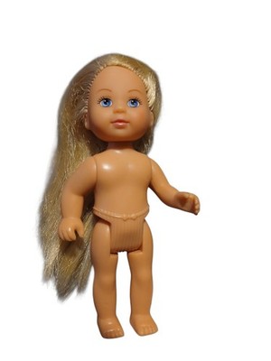 Vintage Simba Evi Love Mini Puppe 4,5 Zoll blond blaue Augen nackt Puppe Germany Spielzeug