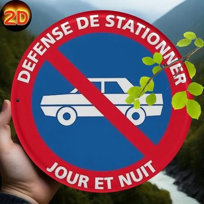 Defense De Stationner No Parking Metal Sign Vintage Garage Man Cave Wall Decor