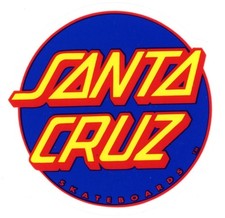 Santa Cruz Skateboard Sticker Gelb Blau Transparent 8cm Gestanzt