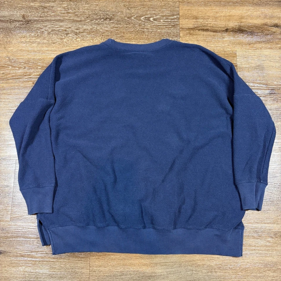 Sudadera Aerie Pullover Para Mujer M Azul Texturizado Pullover Cuello Redondo Calce Relajado Foto 4 de 4