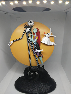 Nightmare Before Christmas Sculpture RARE #'D Jack, Sally, Zero, Full Moon 8.5'' 