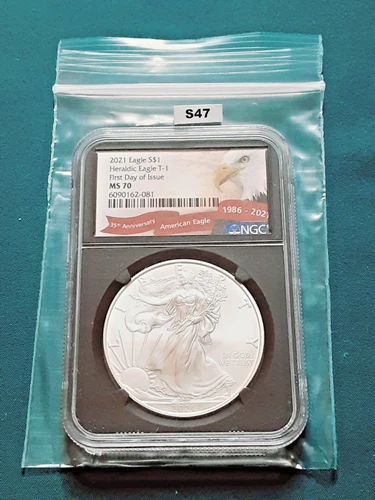 2021 T1 NGC MS70 First Day Of Issue .999 Fine silver American Silver Eagle! S47
