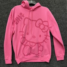 Hello Kitty Big Face Plush Character Women's Pink Crew Neck Long Sleeve Medium