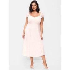 NWT Old Navy Short-Sleeve Fit & Flare Midi Dress Pastel Pink Feminine Wedding 2X