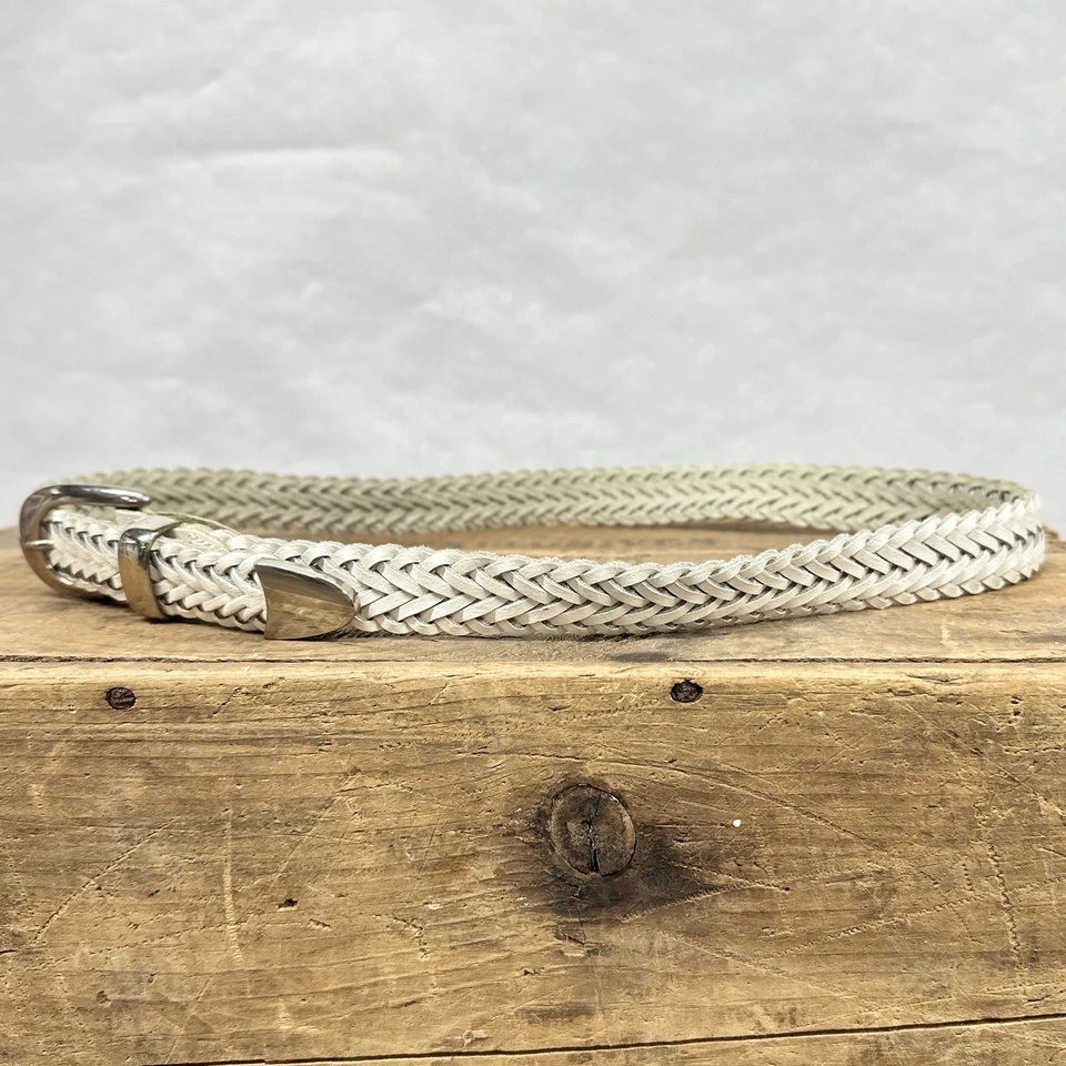 Cinturón Trenzado Cuero Blanco Vintage Años 80 S/M Hasta 36 Pulgadas Cintura Capezio Argentina Foto 3 de 4