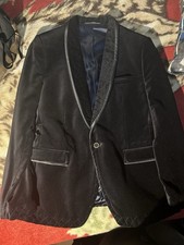 32 Regular Velvet Suede Smoking Jacket Vintage Black