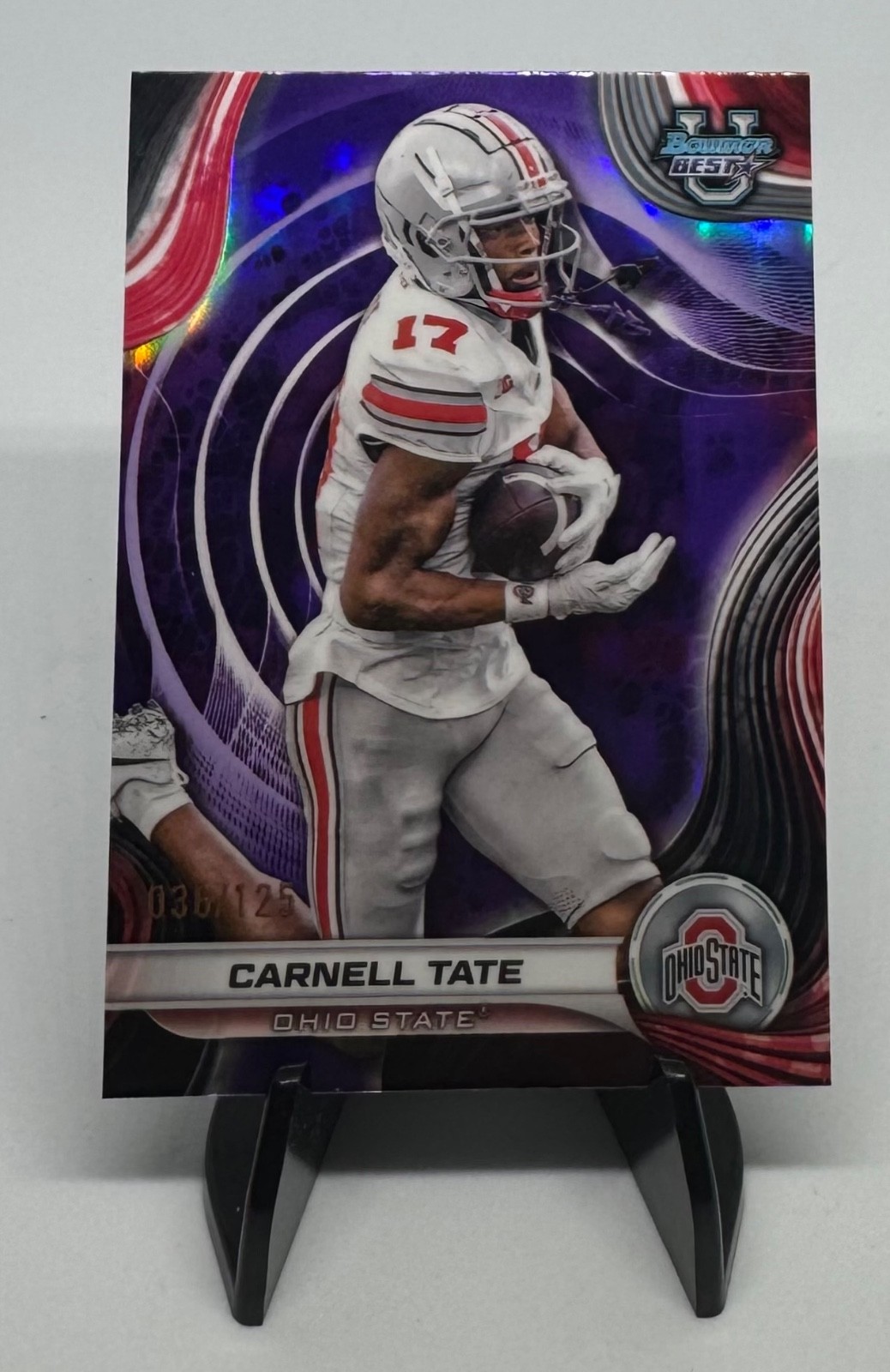 2024 Bowman University Best #47 Carnell Tate Purple Refractor 36/125 Ohio State