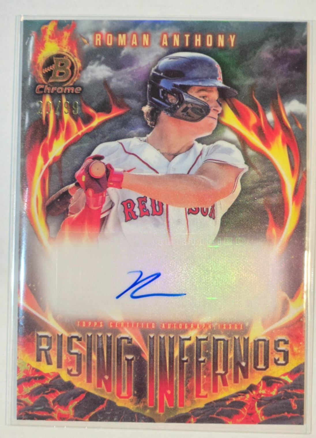 2024 Bowman Chrome Roman Anthony Rising Infernos Auto 20/99 Autograph Red Sox