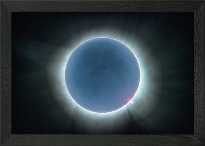 Totale Sonnenfinsternis 2024 gerahmtes Wandbild Poster Leinwanddruck Bild
